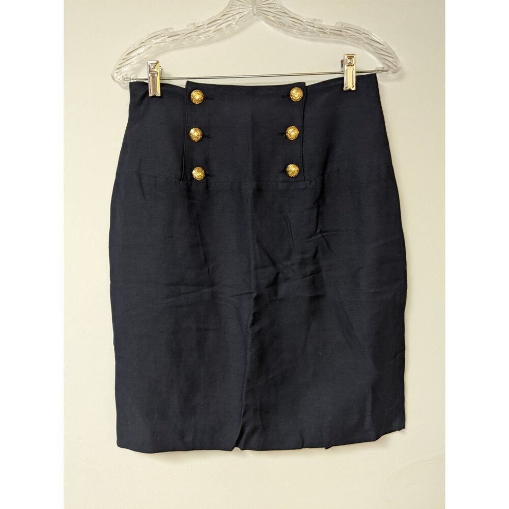 Ann Taylor Studio 80s Navy Blue Skirt Salior Size 8 Womens High Waist